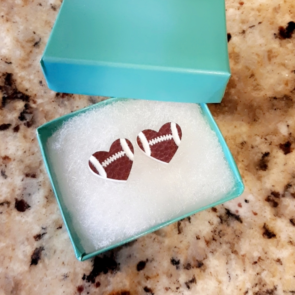 Heart Shaped Football Earrings